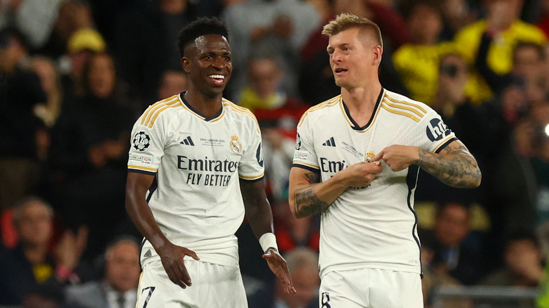 Vinícius y Junior y Toni Kroos durante su tiempo juntos en el Real Madrid.